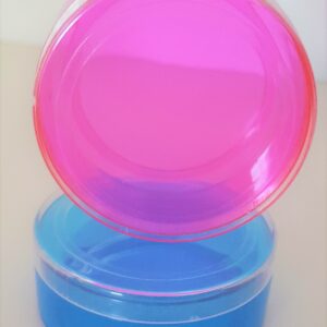 Boîte ronde plexi bleu et fuchsia – décoration élégante pour mariage, baptême ou anniversaire