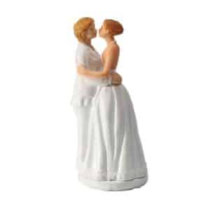 Figurine mariage deux mariées enlacées 10 cm