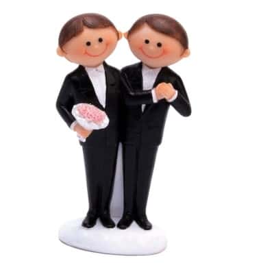 Figurine mariage deux mariés en costume noir 10 cm