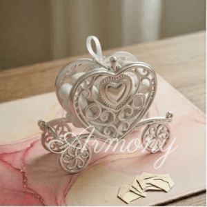 Carrosse cœur en plexi transparent – Contenant à dragées – Lot de 6