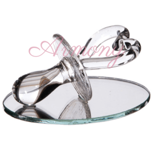 Tétine en verre décorative pour dragées avec miroir ovale 5,5×8 cm