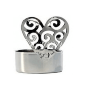 Porte-bougie cœur argenté marque-place mariage