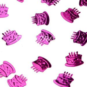 Confettis de table forme gâteau anniversaire fuchsia 10 g
