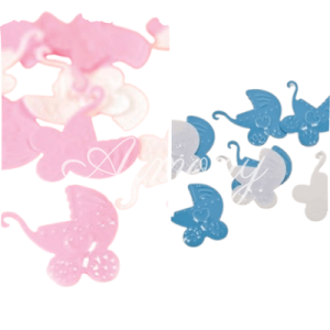 Confettis de table landeau rose et bleu baby shower