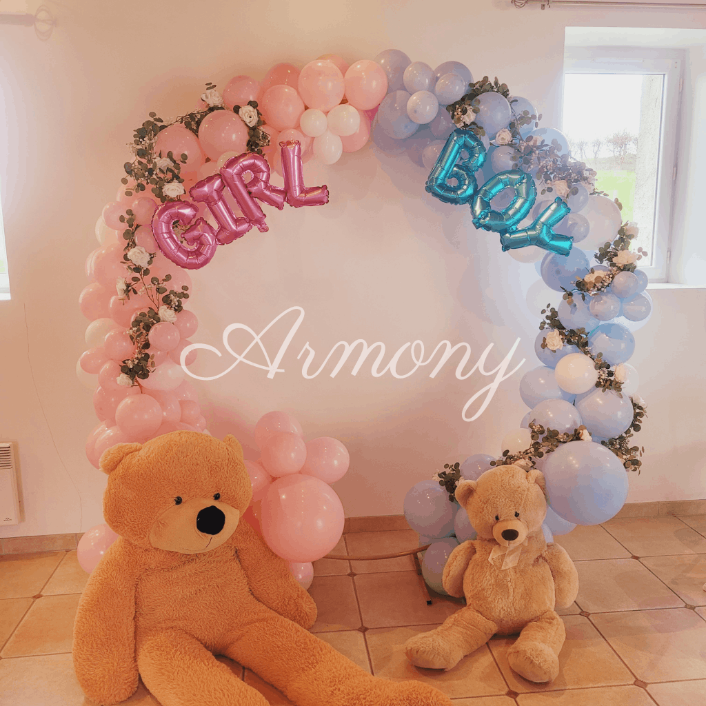Location décoration gender reveal ballons rose bleu Oise baptême